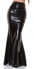 Maxirock im Latex-Look mit sexy Schlitz in schwarz
