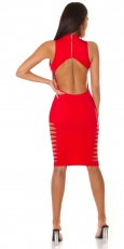 Preview: Tailliertes Midikleid mit sexy Cutouts - rot