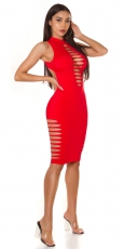 Preview: Tailliertes Midikleid mit sexy Cutouts - rot
