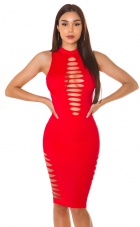 Tailliertes Midikleid mit sexy Cutouts - rot