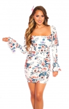 Wunderschönes Minikleid mit Volant-Ärmeln - weiß