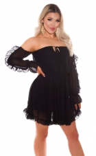 Süsses Babydoll-Minikleid aus zarten Chiffon - schwarz