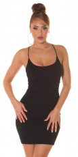 Stretch Minikleid mit tiefen Rückenausschnitt - schwarz