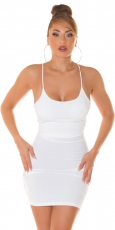 Stretch Minikleid mit tiefen Rückenausschnitt - weiß