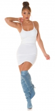 Preview: Stretch Minikleid mit tiefen Rückenausschnitt - weiß