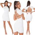 Preview: Sexy figurbetontes Minikleid mit Rückenschnürung - weiß