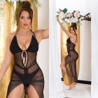 Preview: Sexy transparentes Cover-Up Neckholder Kleid - schwarz