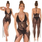 Preview: Sexy transparentes Cover-Up Neckholder Kleid - schwarz