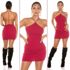 Preview: Tailliertes Stretch-Minikleid mit tiefen Rücken-Ausschnitt - bordeaux