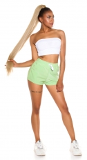 Preview: Süsse Sommer-Shorts mit Schriftzug - grün