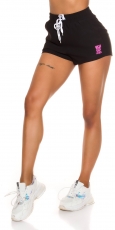 Süsse Sommer-Shorts mit Schriftzug - schwarz