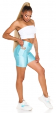 Preview: Sportliche Biker-Shorts mit Taschen - caribic blue