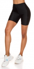Sportliche Biker-Shorts mit Taschen - schwarz