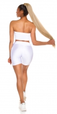Preview: Sportliche Biker-Shorts mit Taschen - weiß