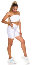 Preview: Sportliche Biker-Shorts mit Taschen - weiß
