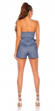 Preview: Kurzer Jumpsuit-Overall im Jeans-Look - blau