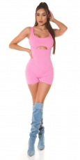 Preview: Sexy Jumpsuit Einteiler im 2in1 Look - rosa