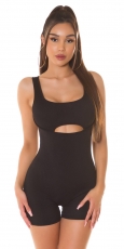 Sexy Jumpsuit Einteiler im 2in1 Look - schwarz
