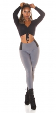 Preview: Moderne Leggings mit Stretch-Einsatz - grau