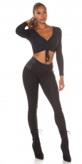 Preview: Moderne Leggings mit Stretch-Einsatz - schwarz