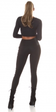 Preview: Moderne Leggings mit Stretch-Einsatz - schwarz