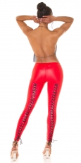 Preview: Leggings im Moulin Rouge Look mit Schnürleiste in rot
