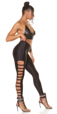 Preview: Sexy Stretch Leggings mit Cutouts in schwarz
