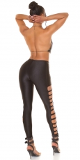 Preview: Sexy Stretch Leggings mit Cutouts in schwarz