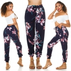 Preview: Sommerhose mit bunten Blütenmuster in marine