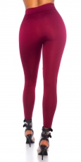 Preview: Nahtlose Thermo-Leggings mit Strass-Steinchen - bordeaux