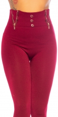 Preview: Highwaist Thermo Leggings mit Zier-Zippern in bordeaux