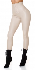 Thermo Wetlook High Waist Leggings mit Shape-Effekt - beige