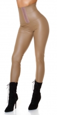 Thermo Wetlook High Waist Leggings mit Shape-Effekt - braun