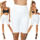 Preview: Sexy High Waist Biker-Shorts im Kunstleder-Look - weiß