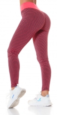 Leggings im Wabenmuster mit sexy Push Up Effekt - coral