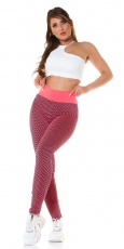 Preview: Leggings im Wabenmuster mit sexy Push Up Effekt - coral