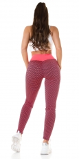 Preview: Leggings im Wabenmuster mit sexy Push Up Effekt - coral