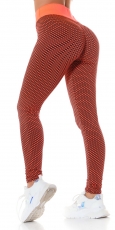 Leggings im Wabenmuster mit sexy Push Up Effekt - neoncoral