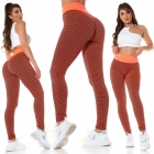 Preview: Leggings im Wabenmuster mit sexy Push Up Effekt - neoncoral
