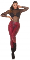 Preview: Sexy Wetlook Leggings im Snake-Look - bordeaux