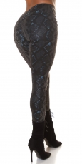 Preview: Sexy Wetlook Leggings im Snake-Look - schwarz