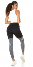 Preview: Modische Leggings im Overknee Look - schwarz