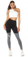 Preview: Modische Leggings im Overknee Look - schwarz