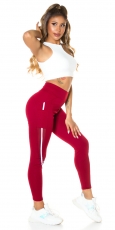Preview: Figurbetonte Fitness-Leggings - bordeaux