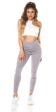Preview: Figurbetonte Fitness-Leggings - stone
