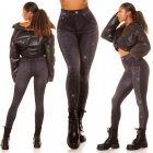 Preview: High Waist Glamour Leggings im Jeans-Look - schwarz