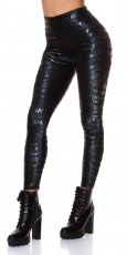 Sexy Highwaist Thermo-Leggings mit Glamour-Schriftprints - schwarz