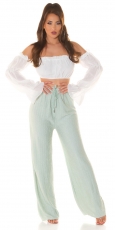 Sommer Plissee Schlag Damen Hose - mint