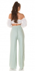 Preview: Sommer Plissee Schlag Damen Hose - mint
