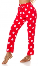 Legere Sommer Stoffhose im Punkten - rot